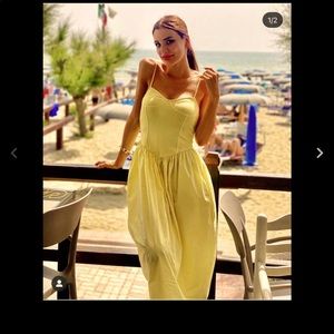 Zara yellow combination poplin dress M NWT